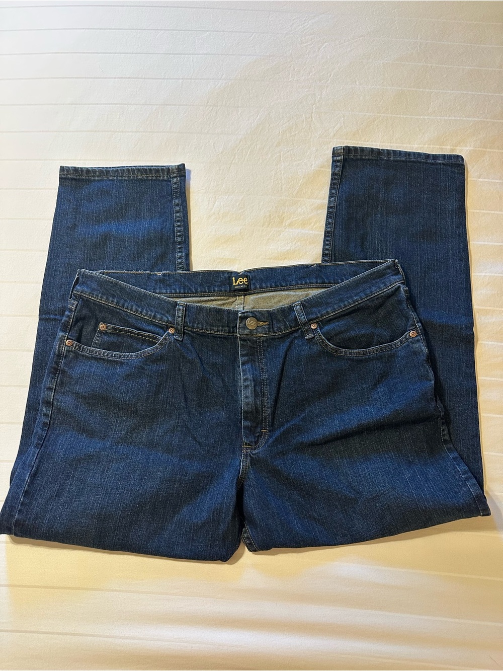 Lee Men's Deep Blue Straight-Leg Jeans 40 x 30